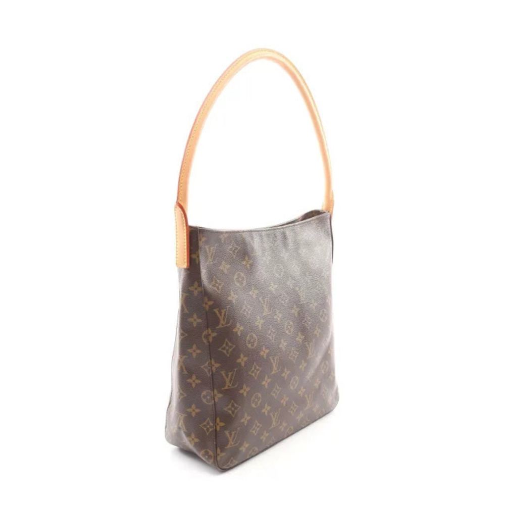 Louis Vuitton Monogram Bag Shoulder Brown Looping Leather Canvas Brown